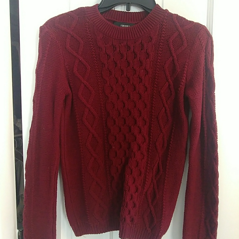 Forever 21 burgundy sweater with cable stitching